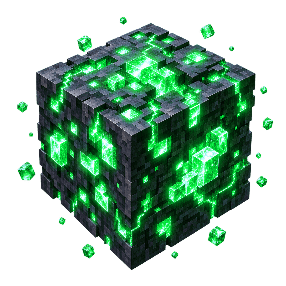 A glowing green ore block